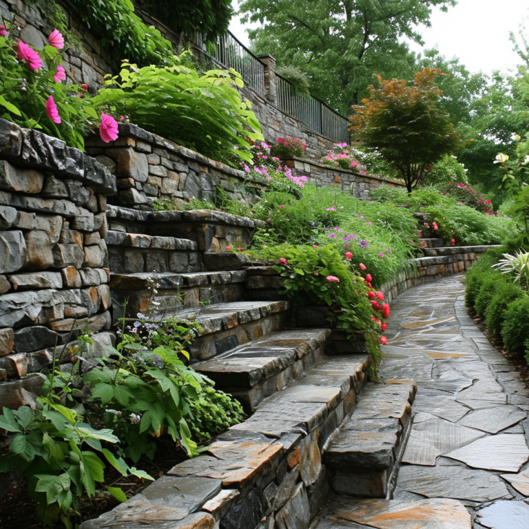Retaining wall building in Pelham Alabama